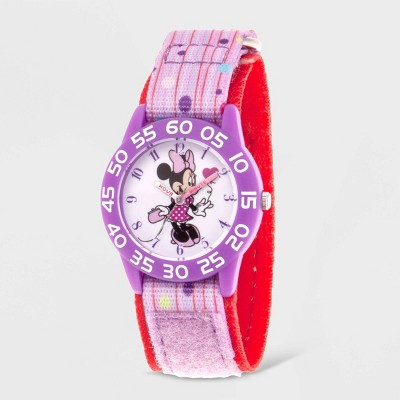 Girls' Disney Minnie Mouse Plastic Time Teacher Watch - Purple