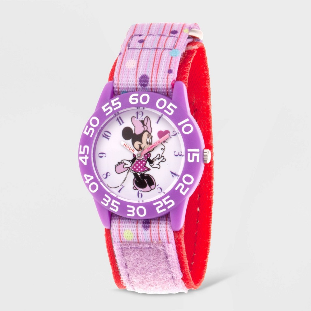 Photos - Wrist Watch Girls' Disney Minnie Mouse Plastic Time Teacher Watch - Purple nickel