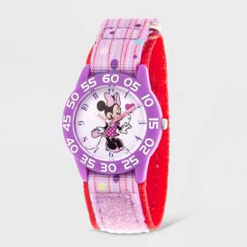 Girls' Disney Minnie Mouse Plastic Time Teacher Watch - Purple