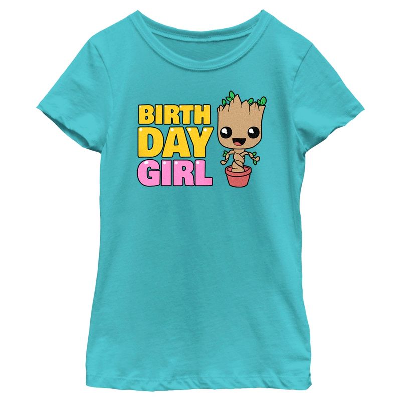 Girl's Marvel: Guardians of the Galaxy Birthday Girl Pot Plant Groot T-Shirt, 1 of 5