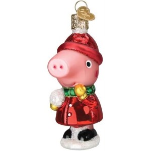Old World Christmas Blown Glass Ornament for Christmas Tree, Peppa Pig With Snowball - 1 of 4