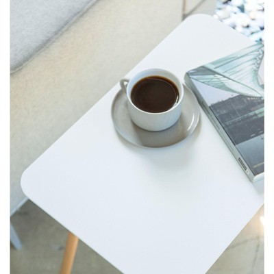 White Rectangular Steel and Wood Minimalist Side Table