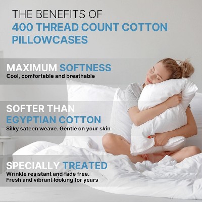 Light Blue Queen Size Cotton Pillowcase Set