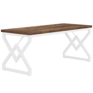 Resenkos Computer Desk, Office Desk, Study Desk,63" Executive Desk, Large Computer Desk for Home Office,Brown & White - 1 of 3