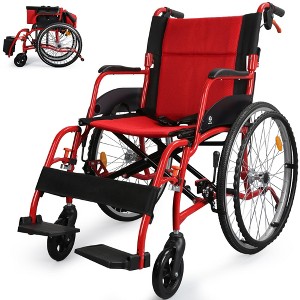 WHLICKS Wheelchairs for Adults,Premium Comfortable Transport Wheelchair Lightweight Foldable, with Swing-Away footrests and Anti Tipper - 1 of 4