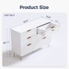 GlasFlength Decorative Storage Cabinets, Rounded Corner Striped Six Door Cabinet, Modern Cabinet for Bedroom, Living Room, White 43.3"*13.8"*30" - 3 of 4