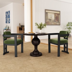 Indoor Wooden Kitchen Dining Chairs Set Of 2,Velvet Fabric Upholstered Dining Chair,Armrests Dining Chair With Wood Frame-Cuddlewood - 1 of 4