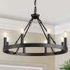 DORESshop 8-Light Black Wagon Wheel Chandelier, Farmhouse Large Candle Style Chandelier for Living Room, Dining Room, Foyer - 2 of 4