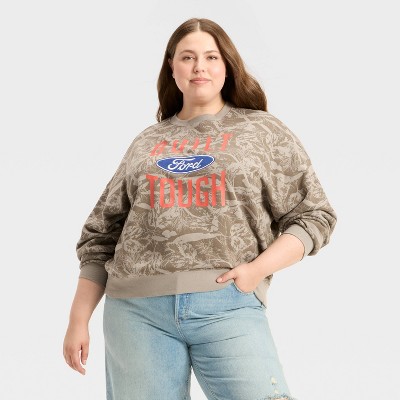 Women's Built Tough Ford Graphic Sweatshirt - Brown 2X