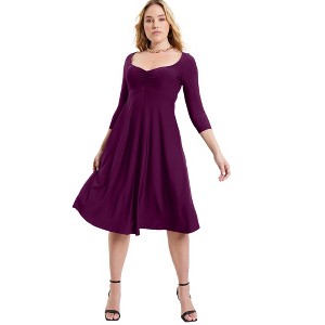 June + Vie by Roaman's Women's Plus Size Sweetheart Swing Dress - 1 of 4