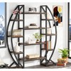 Gulches Industrial Bookshelf, Oval Triple Wide Etagere Bookcase Display Shelves for Living Room - 2 of 4