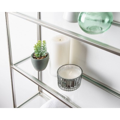 Silver Scalloped 4-Tier Glass Wall Shelf