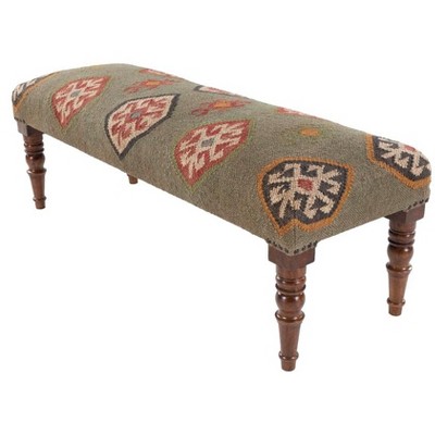 Mark & Day Gran 18"H x 48"W x 16"D Rustic Dark Green Bench