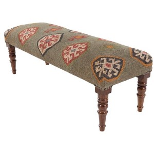 Mark & Day Gran 18"H x 48"W x 16"D Rustic Dark Green Bench - 1 of 4