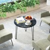Tangkula Small Round Coffee Table w/ Thickened Tabletop & Metal Tripod Legs Faux Marble Black - 4 of 4