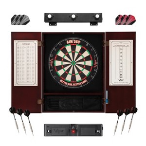 Viper AIM 360 Dartboard, Metropolitan Cabinet, Laser Throw Line, Dartboard Lights, and Darts with Spare Flights - 1 of 4