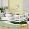 CAVINAS Twin/Full Size Bed Frame with Heightened Fence & Door,Montessori Wood Floor Bed for Kids Room,Bedroom - 2 of 4