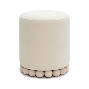 TOV Furniture Dex Upcycled Fabric Ottoman Cream - 1 of 4