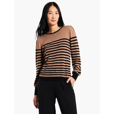 Nic + Zoe Women's Striped Femme Sleeve Sweater : Target