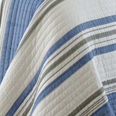 Nautical Blue and White Cotton Full Quilt Set