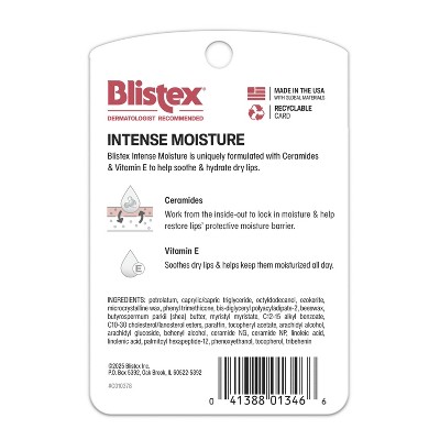 Blistex Intense Moisture Lip Balms - 0.26oz/2pk: Paraben-Free, With Ceramides