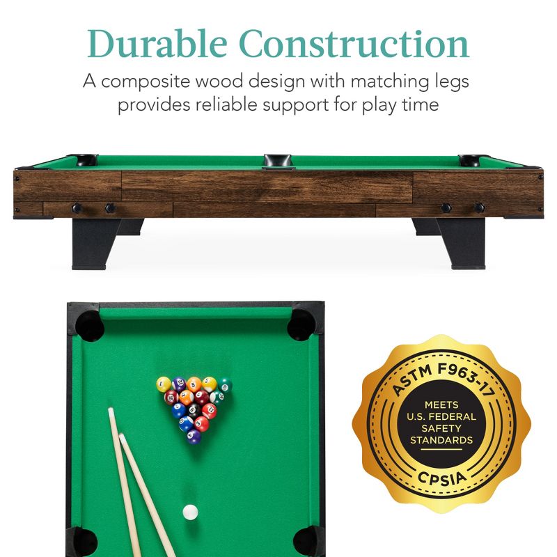 Best Choice Products 40in Tabletop Billiard Table, Pool Arcade Game Table w/ 2 Cue Sticks, Ball Set, Storage Bag, 3 of 9