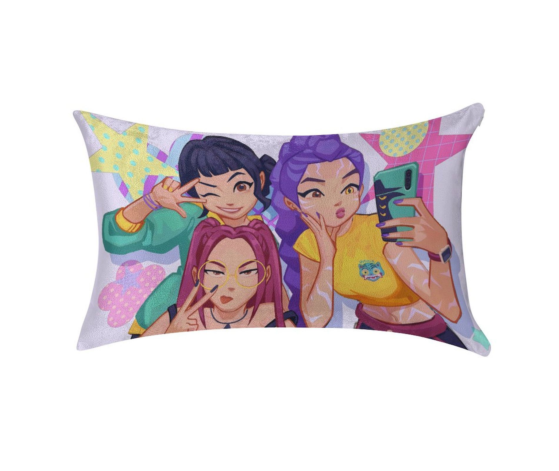 Lomsoe Soft Plush Girl Body Pillow Cover 12"x 20" ¨C Ultra Soft Short Plush Long Pillowcase with Hidden Zipper, Single-Sided Print, Cushion Cover