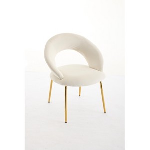 Gulches White Velvet Curved Back Dining Chair Set of 1 Gold Metal Legs Adjustable Feet Kitchen Room 22 inch Wide 250 lb - 1 of 4