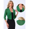 INSPIRE CHIC Women's 3/4 Sleeve Open Front Mesh Sheer Chiffon Bolero Shrug - 2 of 4