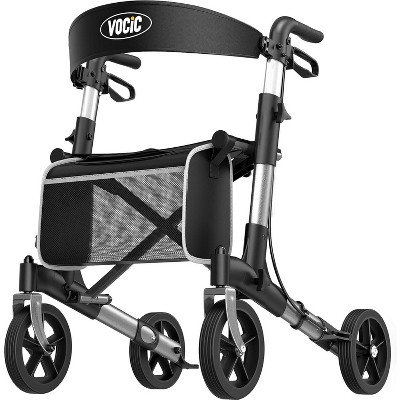 Walkers-for-Seniors-with-Seat,Folding Rolling Walker with Wheels,support 300lbs-Sliver