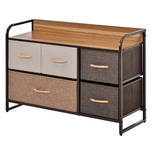 Aghana Digitals 5-Drawer Linen Fabric Storage Dresser with Steel Frame & MDF Top, Foldable Drawers, - 1 of 4