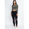 Slickblue Women's Sheer Mesh Long Sleeve Crop Top, Fitted See-Through Layering Shirt, Black/Fuchsia/Olive, Size S-L - 4 of 4