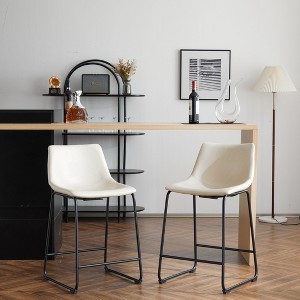 CAVINAS 24"Upholstered Counter Height Barstool,Set of 2,Vintage Bar Stools with Backrest&Footrest,PU Counter Stools,300LBS Capacity - 1 of 4