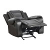 Modern Luxury Glider Recliner Chair 1pc, Two-Tone Faux Leather, Solid Wood Frame, Tab Pull Reclining, Living Room Furniture - 4 of 4