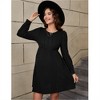 Clearlove Maternity Sweater Dress Puff Sleeve Crew Neck A-Line Swing Knit Dress Casual Loose Winter Pullover Sweater Midi Dresses - 4 of 4