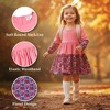 The Pink Picket Fence Twirl Dress Set of 2 – Soft Cotton Dresses in Pink Floral & Purple Hippo – Sensory-Friendly - 3 of 4