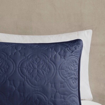 Navy King Microfiber Reversible Quilted Bedspread Set