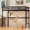 Bellemave Twin Metal Loft Bed with Desk, Ladder and Guardrails,bookdesk under bed , Black - 3 of 4