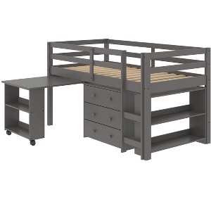 Donco Kids Study & Sleep Twin Dark Grey Low Loft Bed - 1 of 4