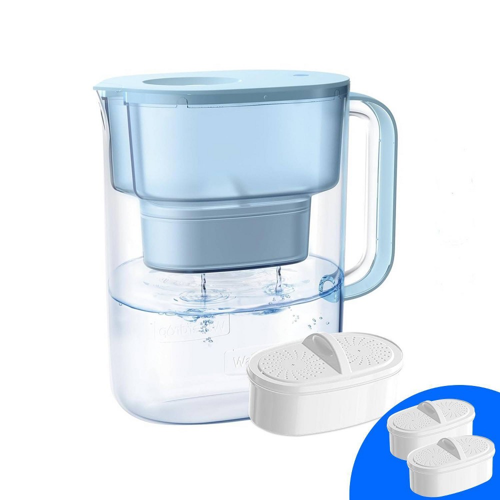 Waterdrop Water Filter Pitcher with 1 Filter with Extra 2 Replacement Filter Blue