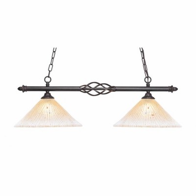 Toltec Lighting Elegante 2 - Light Island Pendant Light in  Dark Granite with 12" Amber Crystal Shade