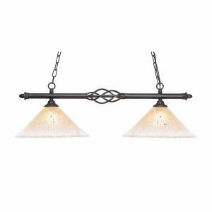 Toltec Lighting Elegante 2 - Light Island Pendant Light in  Dark Granite with 12" Amber Crystal Shade - 1 of 1