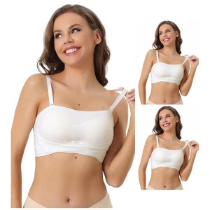 INSPIRE CHIC Women's Strapless Breathable Wirefree Adjustable Straps Push-up Removable Pads Bralettes 3 Packs - 1 of 4