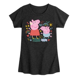 Girls' - Peppa Pig - George with Icons Fitted Short Sleeve Graphic T-Shirt - 1 of 4