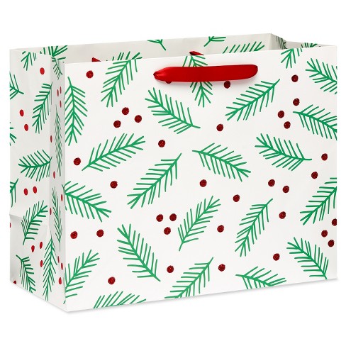 6.5 Winter Greenery Small Christmas Gift Bag With Tissue Paper