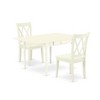 East West Furniture 3 Pc Kitchen Table set - Robust Two 9-Inch Drop Down Leaves Solid Wood Dinette Table & 2 Wooden Seat Dining Chairs,  White - 2 of 4