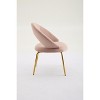 Gulches Pink Velvet Dining Chair - Ergonomic Curved Backrest, Golden Metal Legs, 250 LBS Capacity for Kitchen/Dining Room (Set of 1) - 3 of 4