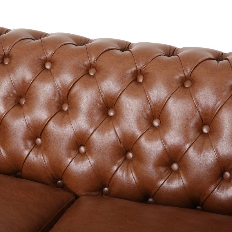 Silverdale Traditional Chesterfield Loveseat Cognac Brown/Dark Brown - Christopher Knight Home, 6 of 8
