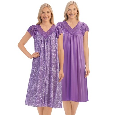 Collections Etc 2-pc Pack Tricot Gowns