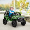 Qaba 12V Ride on Car, Ride on Truck, Battery Powered Toy Car with Remote, 4 Suspension Wheels, 3 MPH Max Speeds, Music, Horn & Lights, Green - 2 of 4
